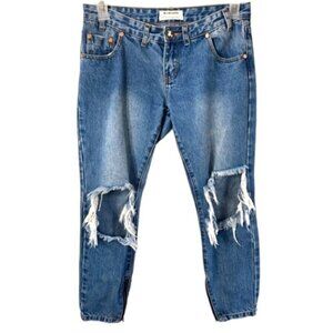 One by One Teaspoon Free Birds Low Waist Skinny Distressed Jeans Size 27